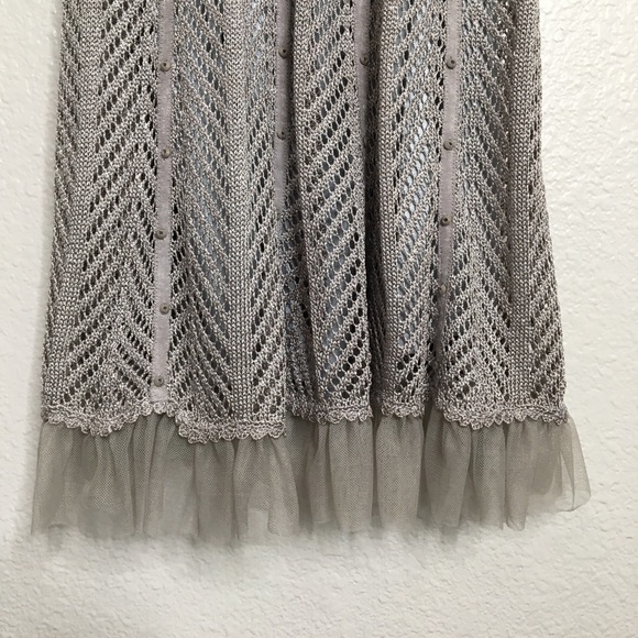 Sue Wong Y2K Beaded Silver Crocket Embellished  Ruffle Dress M - Picture 3 of 12